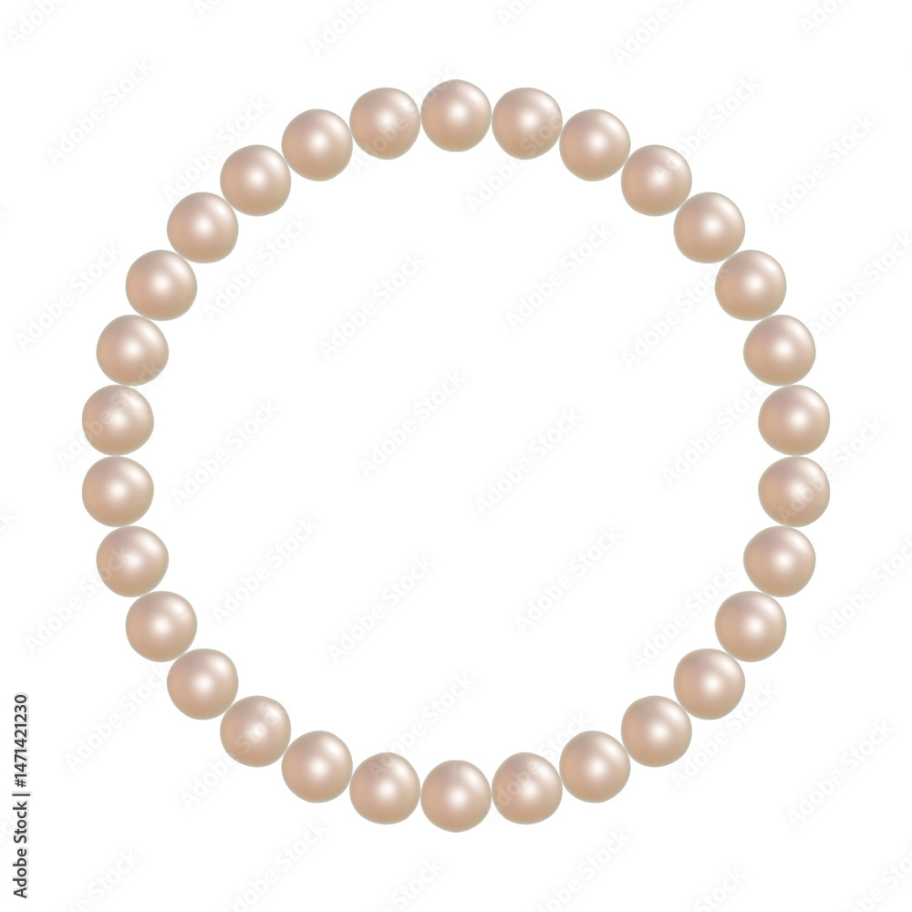 Obraz premium 大粒なピンクのパールのぷっくりした丸いフレーム 透過されたネックレスの3DCGイラスト