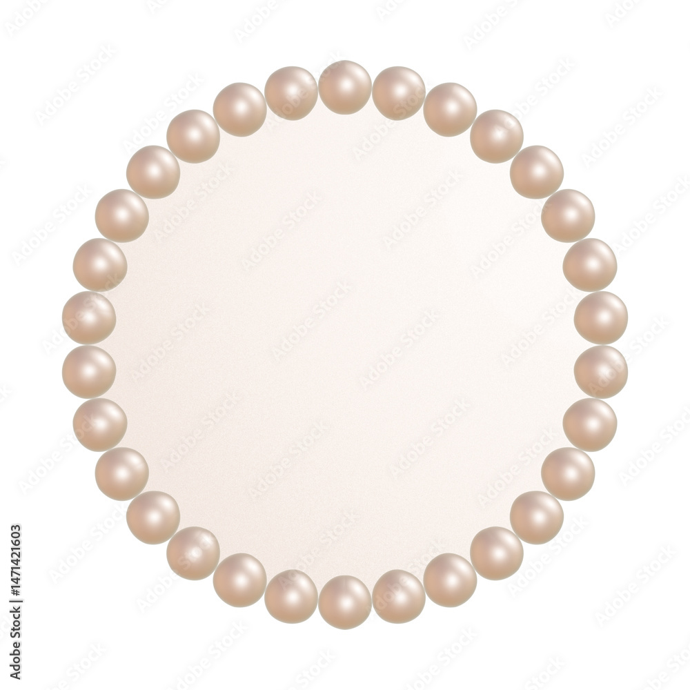 Obraz premium 大粒なピンクのパールのぷっくりした丸いフレーム 透過されたプレートの3DCGイラスト