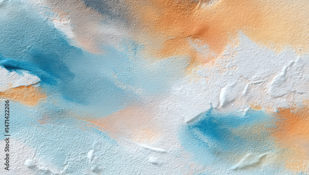 Fototapeta premium Colorful abstract painting with soft textures and blended tones showcasing blue and orange hues