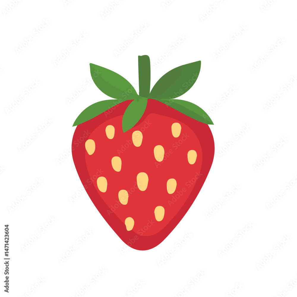 Fototapeta premium My Simple flat 2D illustration of strawberry shortcake isolated on a transparent background, vector, flat design, animation design, simple flat 2D icon, clipart