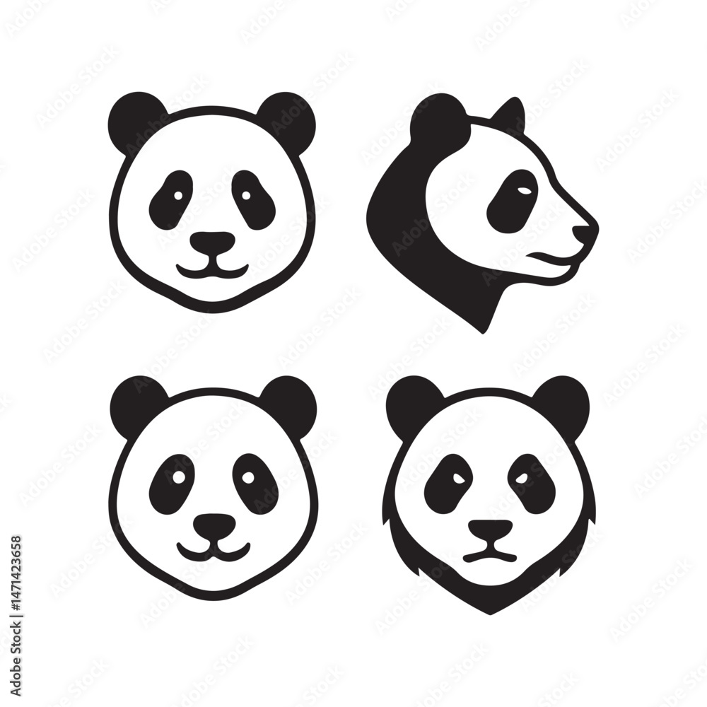 Fototapeta premium panda face bear silhouette vector cute design