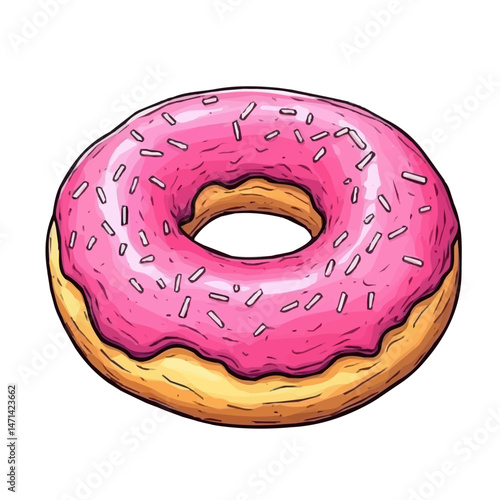 My Simple flat 2D illustration of sugar donut isolated on a transparent background, vector, flat design, animation design, simple flat 2D icon, clipart