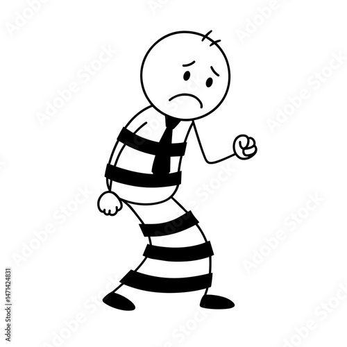 Restricted businessman bound by tape