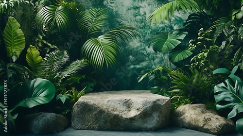 Enigmatic Tropical Rainforest Oasis With Foggy Scenery Backdrop: A Serene Destination for Tranquility and Introspection In An Exotic Setting