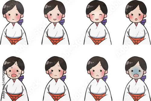 イラスト素材：巫女上半身.eps