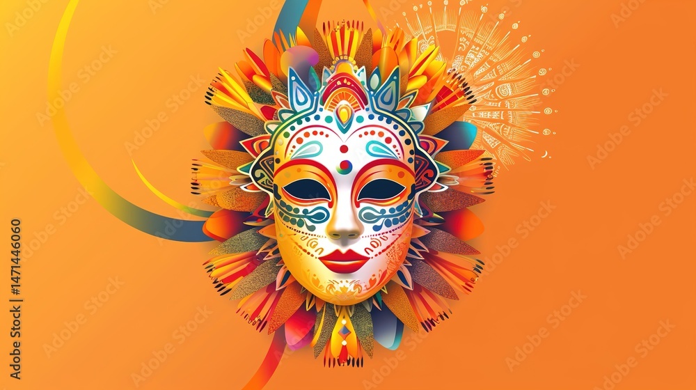 Cultural and Art Festival Mask Background: A Thousand Faces Unleash Glamour, Sketching a Gorgeous Scroll of the Dance between Mysterious Totems and Artistic Revelry
