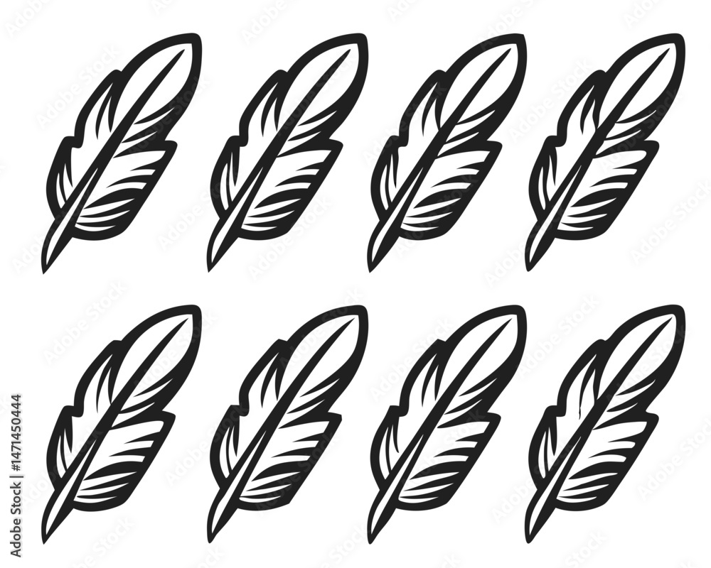 Obraz premium Hand-drawn Pen Leaves Pattern for Textiles and Wallpapers