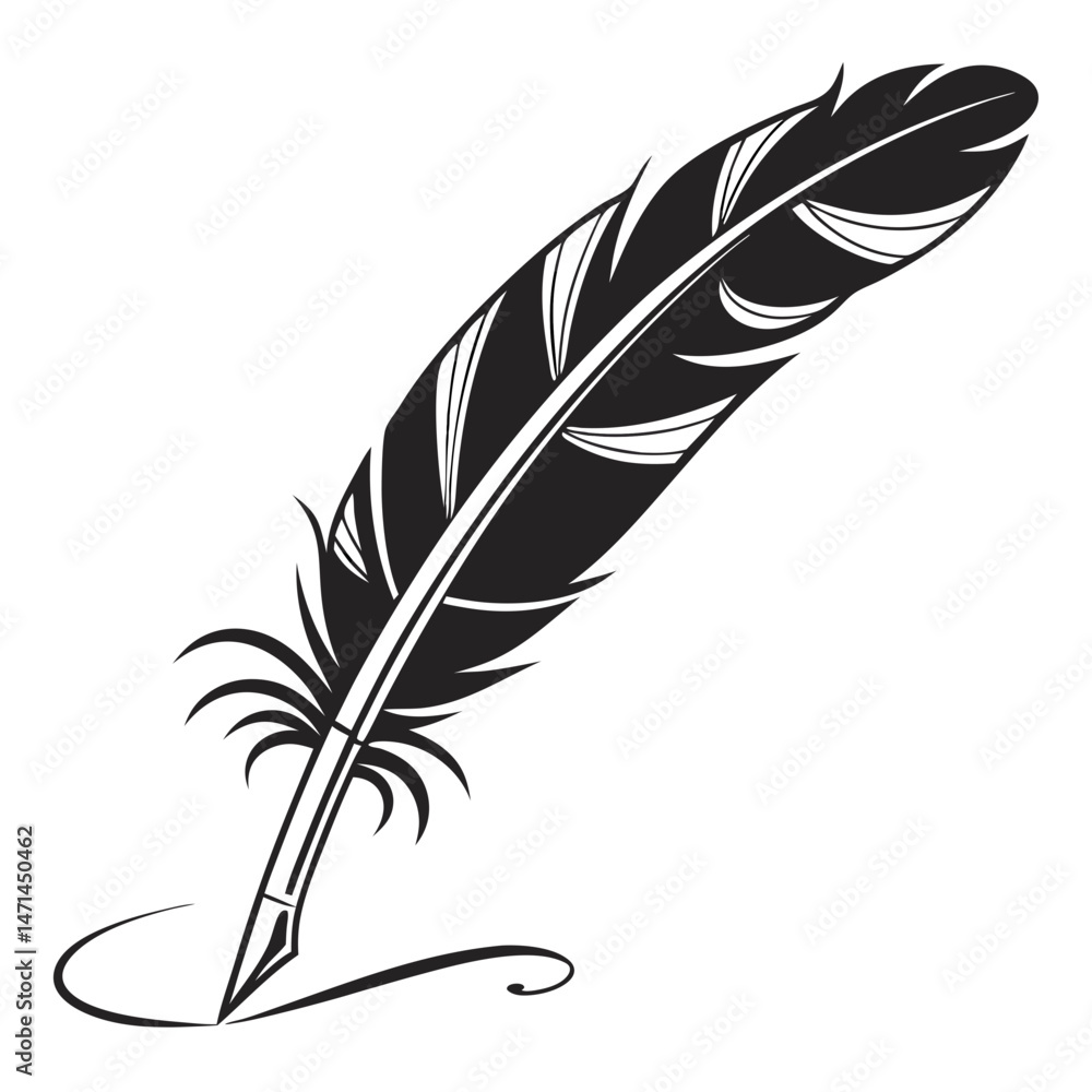 Obraz premium Feather Pen and Ink Art for Antique Style Logos