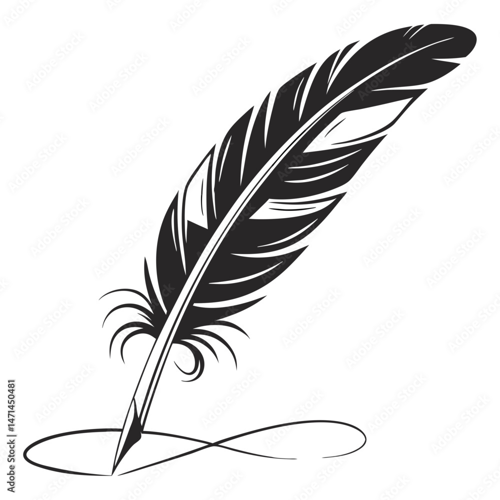 Fototapeta premium Feather Pen and Ink Art for Antique Style Logos