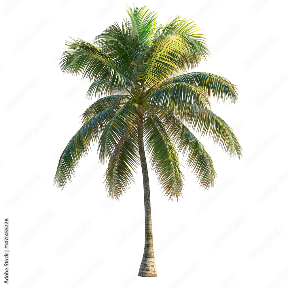 Obraz premium Tropical palm tree illustration for summer vacation and nature design needs isolated on transparent background