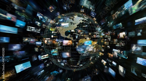 Global Digital Media Explosion Images Videos Worldwide Data Flow