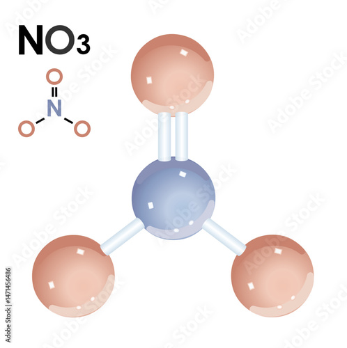 Molécule de nitrate en vecteur 3d