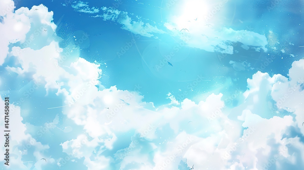 Obraz premium Flag Day Sky Background: Red Flags Soar in the Firmament, Spreading a Grand Poem of the Interweaving of Vast Skies and Fluttering Flags