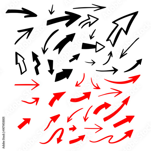 red and black arrows set, vector illustration