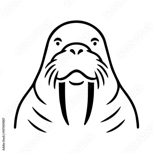 Walrus icon line art, vector illustration