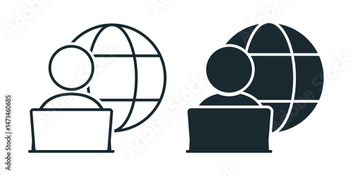 Worker network connection icon. Vector illustration
