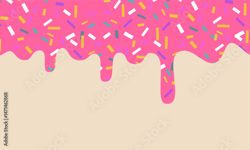 Foto Dripping pink doughnut seamless vector glaze