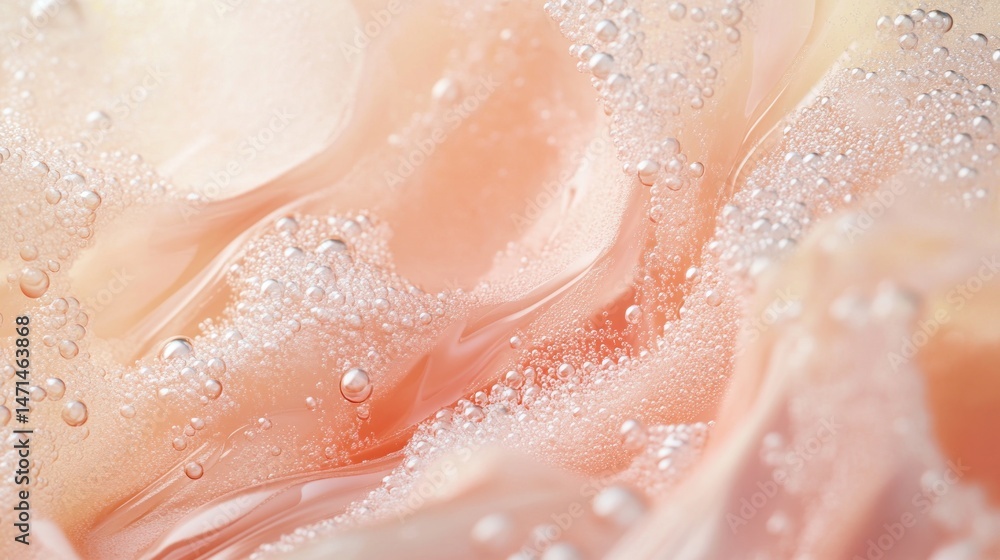 Fototapeta premium Rose Petals in Bubbly Water: A Close-Up Macro Photography