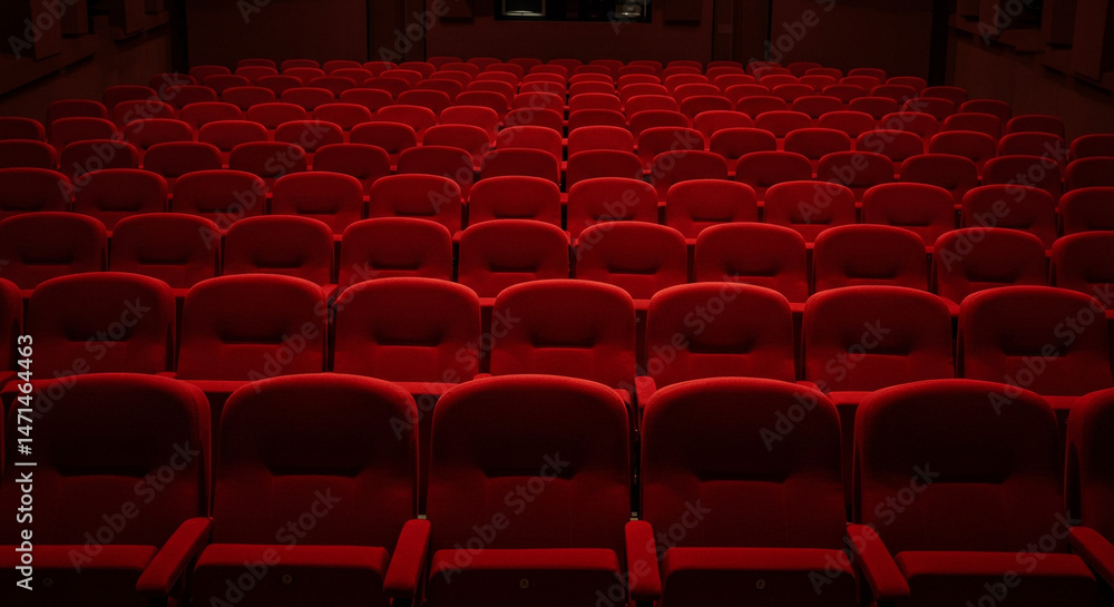 Obraz premium Empty red theater seats. 
