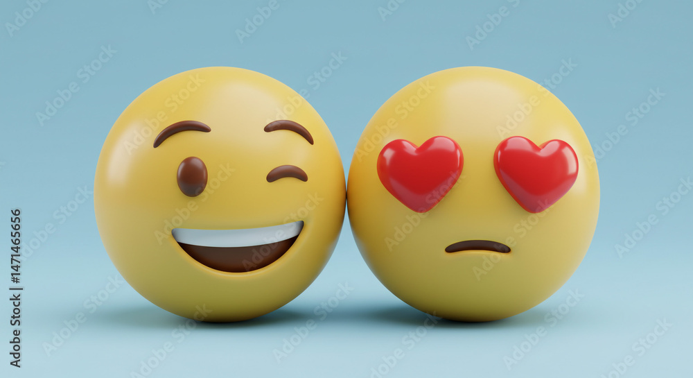 Happy emoji face with hearts for eyes.
Happy emoji face with hearts for eyes.
