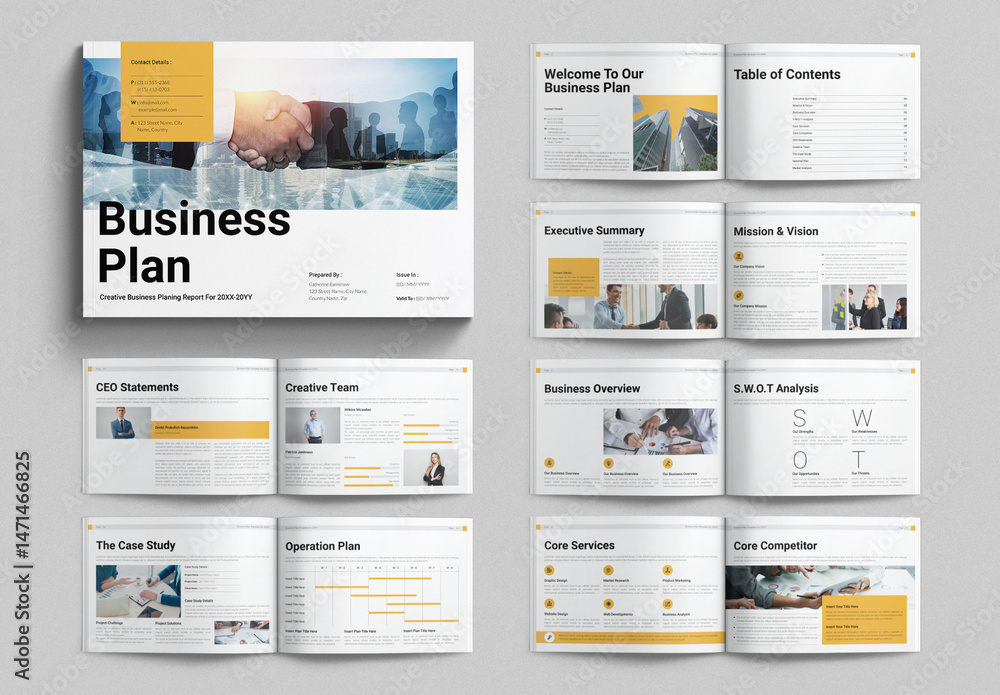 Business Plan Layout Design Template Landscape Stock Template | Adobe Stock