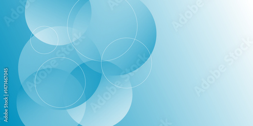 Abstract blue background with circle geometric. Abstract background with transparent overlapping turquoise circles. blurred white blue background for the backdrop of the banner, poster, and business.