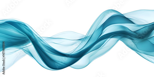Abstract Blue Flowing Waves Digital Art Background