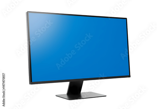 Modern Computer Monitor Blue Screen Image isolated on transparent background