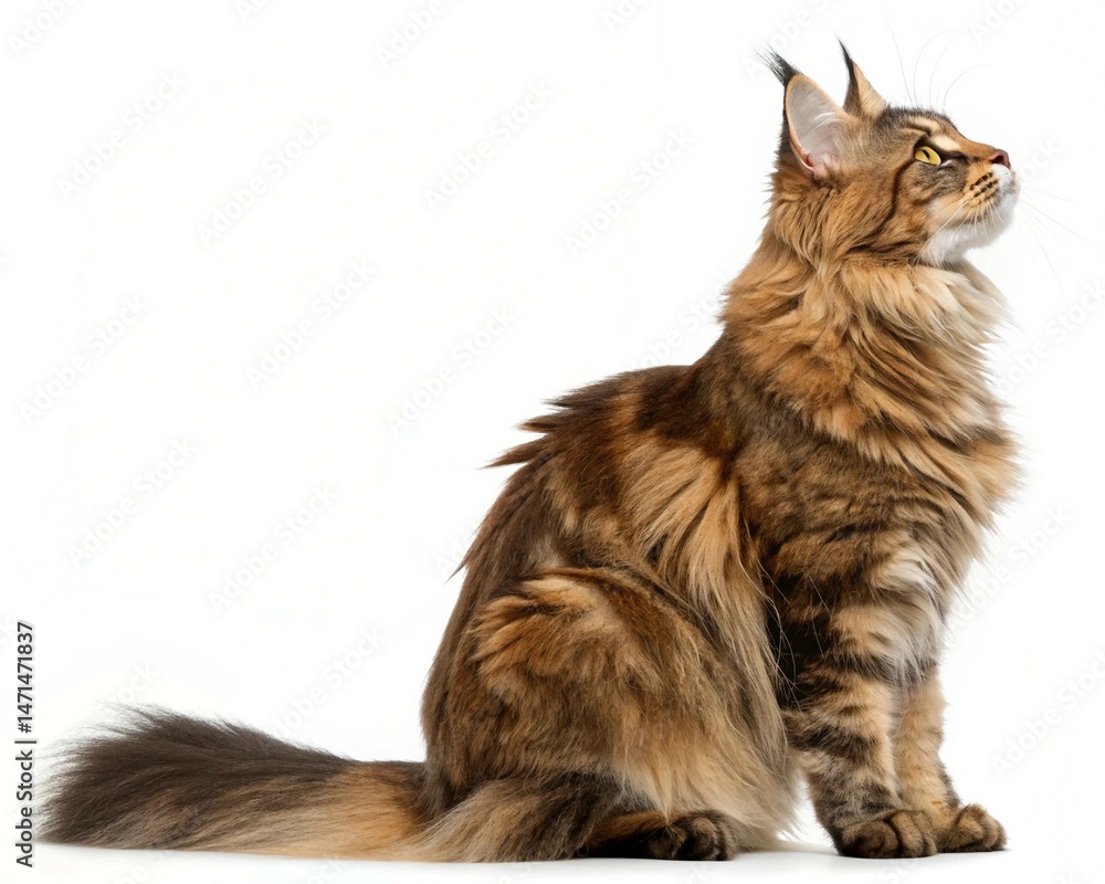 maine coon cat on white background maine coon cat on white background
