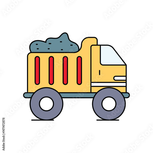 dumper truck lineal color line icon with white background vector stock illustration