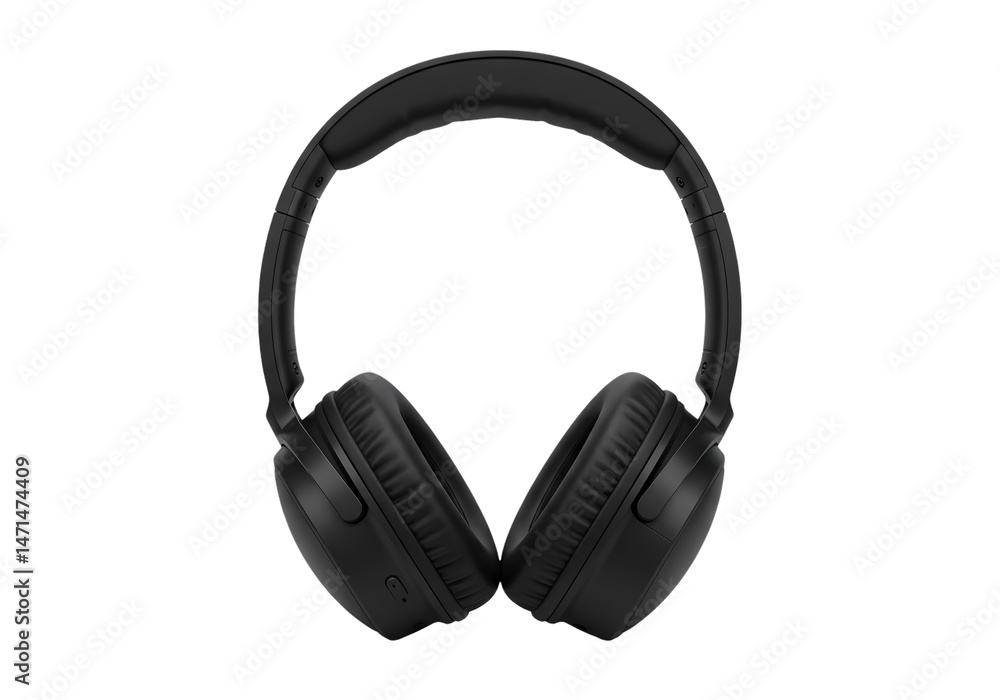 Fototapeta premium Black Wireless Over Ear Headphones HighQuality Audio Image isolated on transparent background