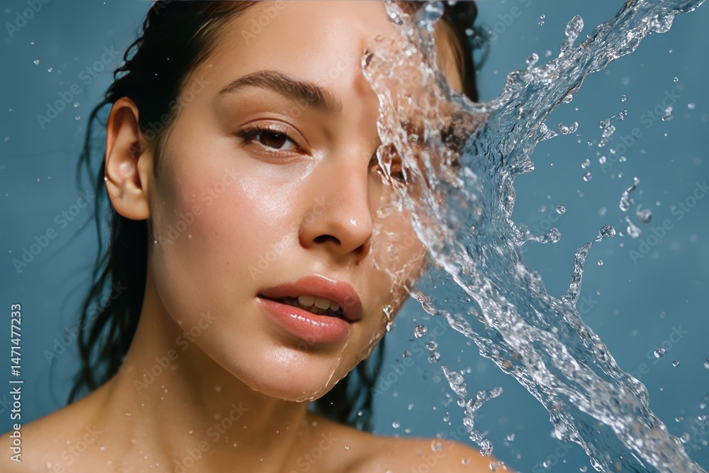 Naklejka premium Refreshing splash on face