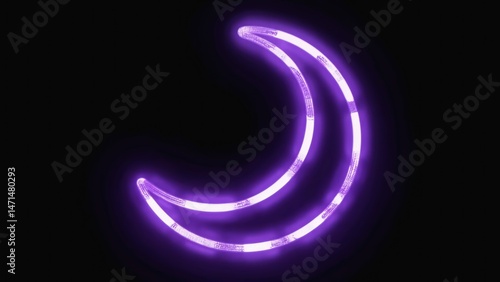 Wallpaper Mural Purple neon crescent moon graphic against black background Torontodigital.ca