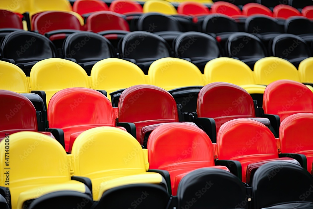 Fototapeta premium Rows of colorful stadium seats