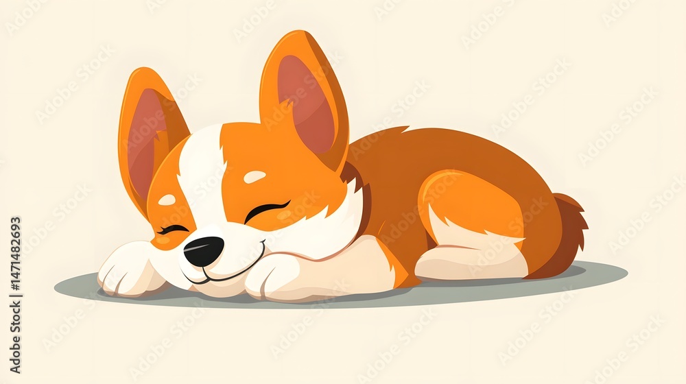 Cute happy dog sleeping lovely little animal, lovely animal set vector, animal logo, pet cartoon illustration, adorable puppy clipart, animal mascot design, cheerful pet vector, cute animal