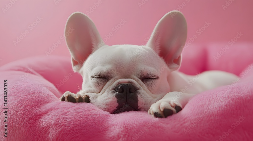 French Bulldog sleeping on human bed