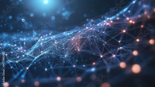 Wallpaper Mural Abstract Network Connection: Digital Landscape of Interconnectivity Torontodigital.ca