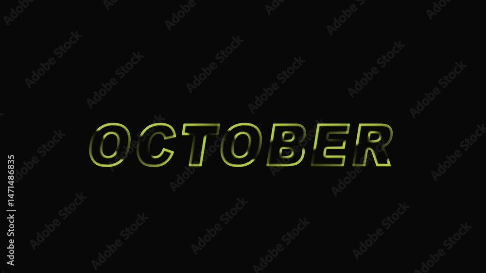 October month neon text animation on black background October month neon text animation on black background