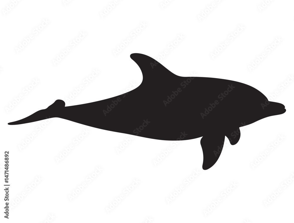 Obraz premium DOLPHIN SILHOUETTE WHITE BACKGROUND