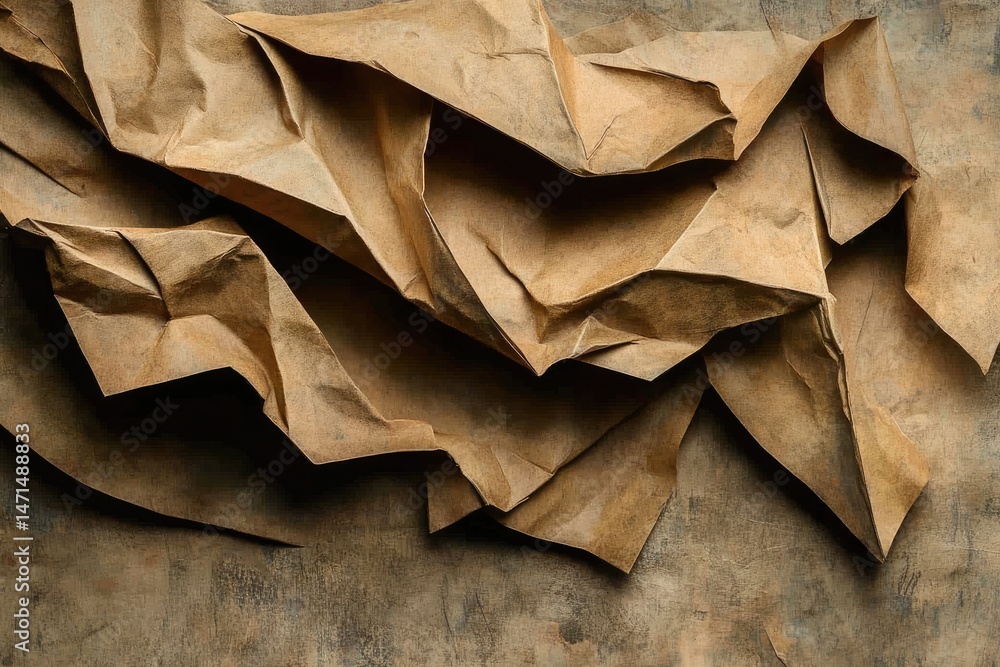 Obraz premium Crumpled Kraft Paper Texture