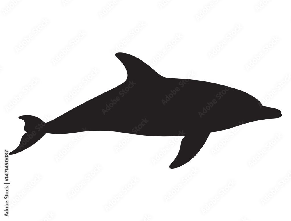 Obraz premium DOLPHIN SILHOUETTE WHITE BACKGROUND