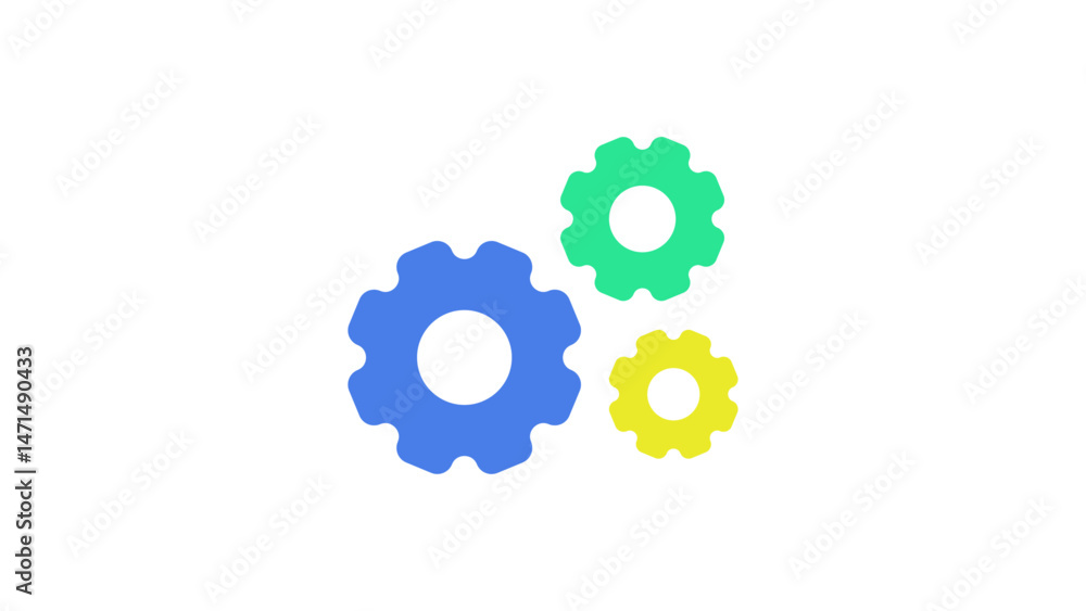 Gear setting icon is spinning. Rotating Gear sign, System icon solid illustration vector Gear setting icon is spinning. Rotating Gear sign, System icon solid illustration vector
