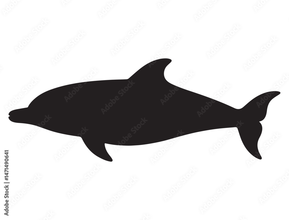 Obraz premium DOLPHIN SILHOUETTE WHITE BACKGROUND
