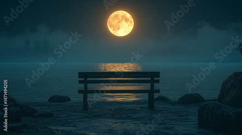 Moonlit Lake Bench