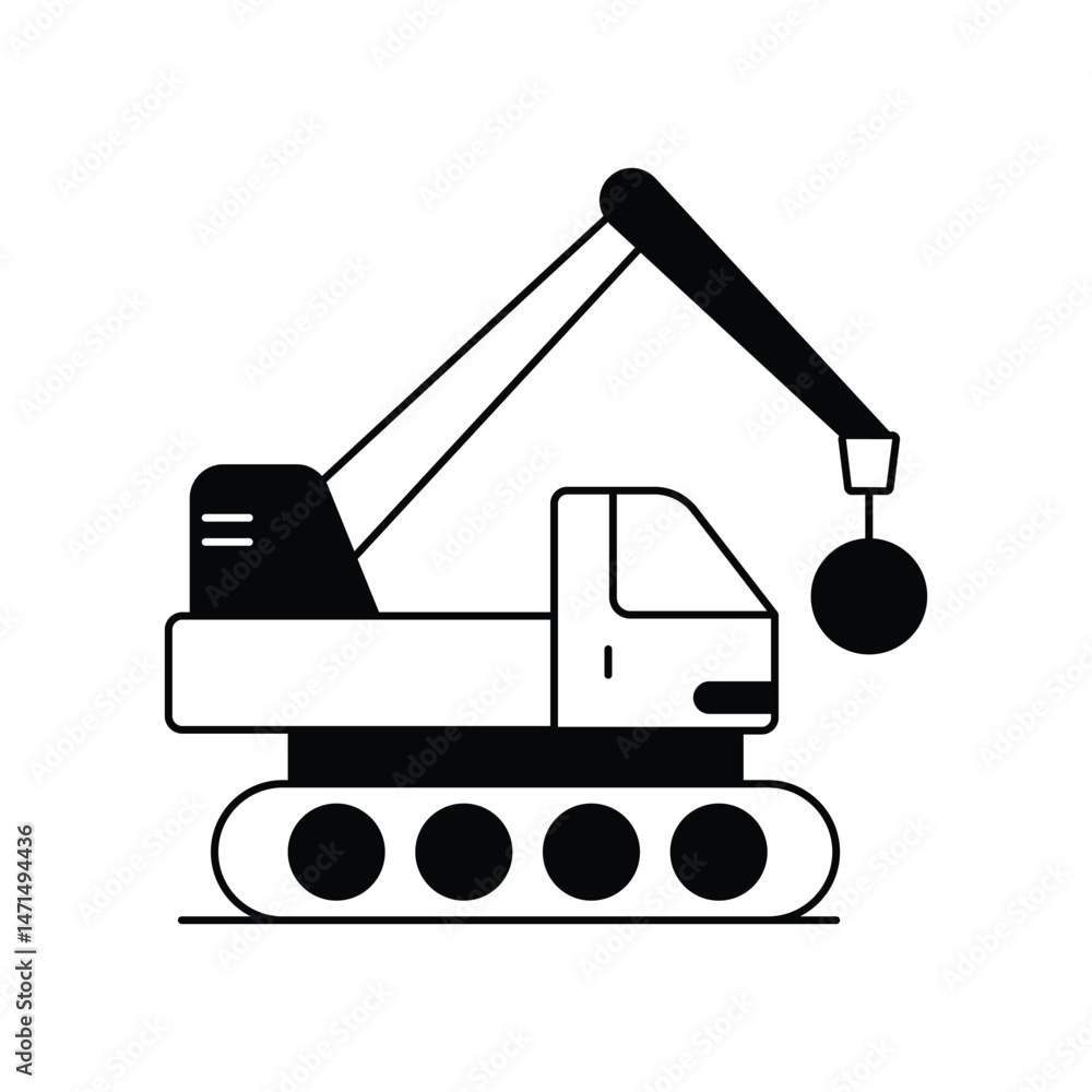demolition glyph outline icon with white background vector stock illustration
