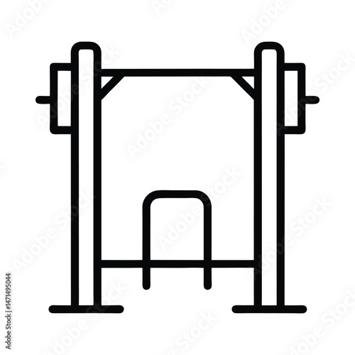 Weightlifting bench press outline silhouette on white  background