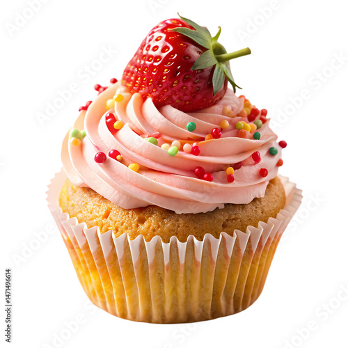 Delicious Strawberry Cupcake: Bakery Treat, Sweet Dessert