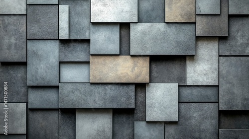 Fototapeta Naklejka Na Ścianę i Meble -  Abstract Grey and Beige Stone Tile Mosaic Wall Texture
