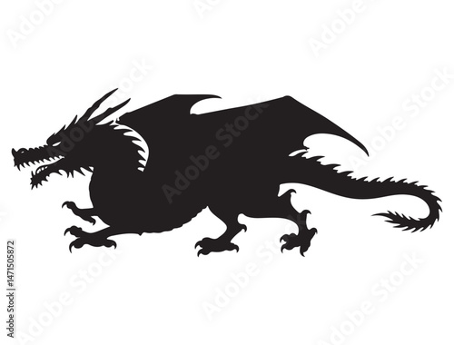 DRAGON SILHOUETTE WHITE BACKGROUND