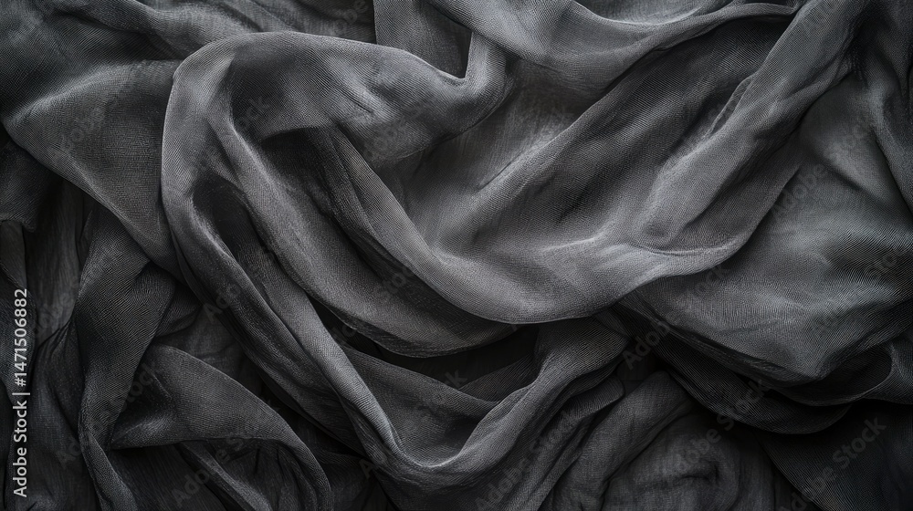 Abstract Draped Dark Gray Fabric Texture Background Abstract Draped Dark Gray Fabric Texture Background